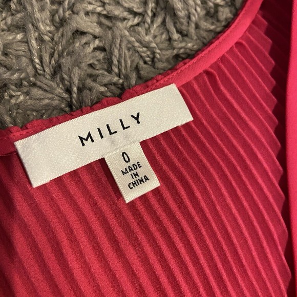 Milly Liv Pleated Belted Long Sleeve Dress In Milly Mink Size 0 $395.00 Barbie - Picture 14 of 16